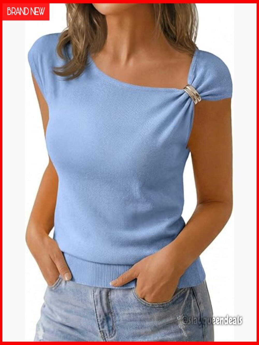 Sleeveless Sweater Vest Boat Neck Lightweight Knit Loose Fit Summer Top